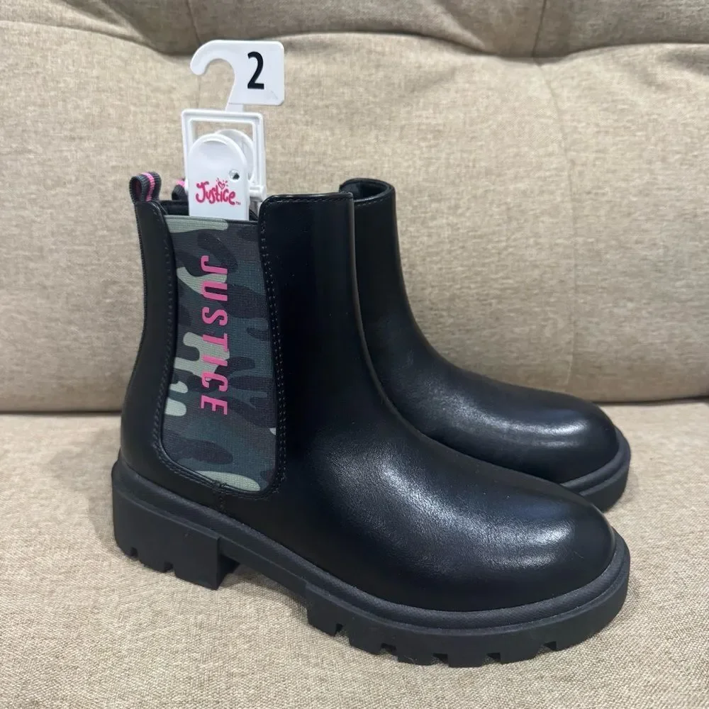 Justice Little Girl & Big Girl Chelsea Lug Bottom Boot, Size 2